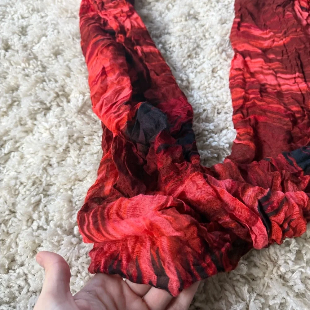 Vibrant Red Crinkle Fashion Artsy bright vibes Scarf